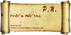 Prém Mátka névjegykártya